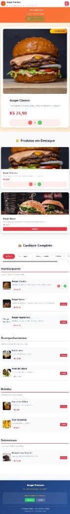 Loja do restaurante na versão mobile